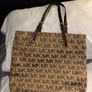 COMBO Michael Kors Monogram Tote large AND matching wallet
